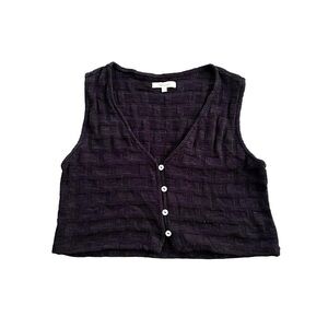 Madewell Women’s Black Cropped Basketweave Knit Textured Sweater Vest Top Size S